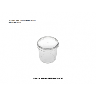 KIT POTE C/ TAMPA - PLASTILANIA - 500ml REDONDO PP - PCT20